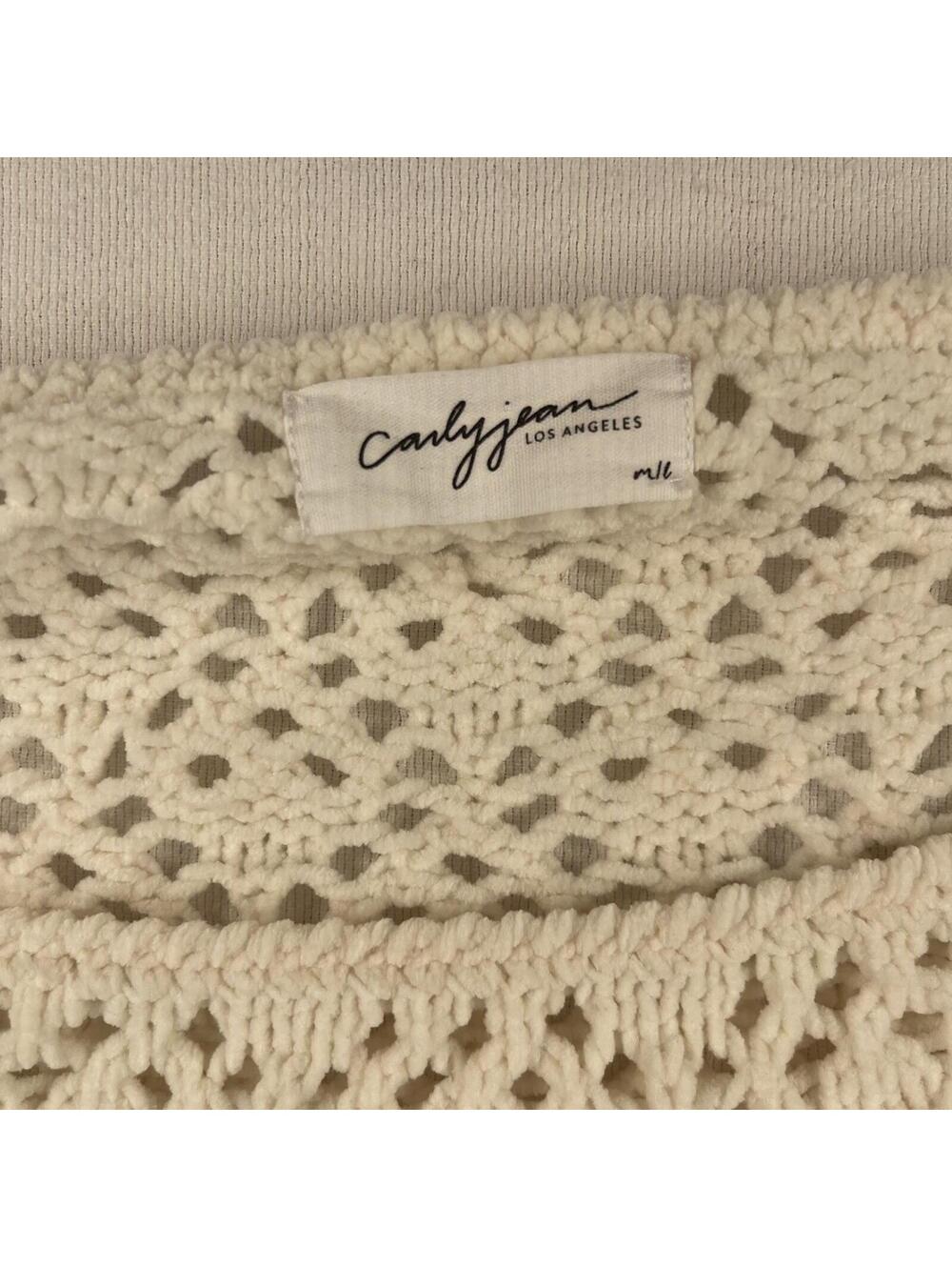 Women's Crochet Sweater Chunky, Open Weave knit M/L CarlyJean LA oversized ivory - Picture 7 of 9